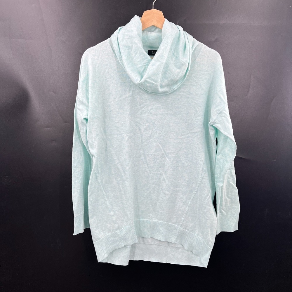 Forte cashmere blend cowl neck ice blue sweater top oversized lightweight L